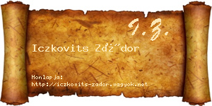 Iczkovits Zádor névjegykártya